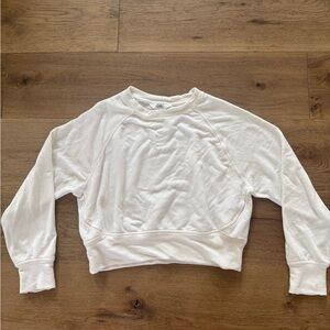 Athleta Girls Cream Cropped Crewneck Sweatshirt